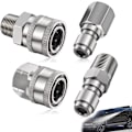 Miniatyrbild 1 av 5: 4 Stycken Högtryckstvätt Koppling, Högtryckstvätt Adapter Set, 1/4 NPT Tum Hane Hona Adapter, Rostfritt Stål, för 5000 Psi Sprutlans (Silver)