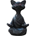 Miniatyrbillede 1 af 5: (sort/L)Mediterende kattestatue, luneful sort kattefigur