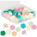Miniatyrbilde 1 av 5: 30 stk Dekorative Push Pins med Etui, Søte Tommeltapper og Push Pins for Oppslagstavle, 6 Farger Blomst Push Pins