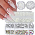 Miniatyrbillede 1 af 5: 4 Æsker Flatback Rhinestones og Perler Neglecharms til Akryl - Krystaller, Halve Runde og Tilbehør til DIY Negle A
