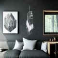 Miniatyrbild 5 av 5: Rond-Blanc Drömfångare Hand Måne Design med Fjädrar