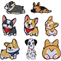 Miniatyrbillede 1 af 5: 8 stk. Hunde Strygemærker Søde Corgi Collie Dalmatiner Sy på Mærker Broderet Hvalpe Reparations Applikation til DIY Tøj Jakker Rygsæk J