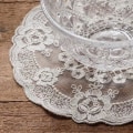 Miniatyrbilde 2 av 5: (off-white, diameter 27cm) 2 stk Retro franske blonder plassmatter, utsøkt blomst brodert R