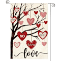 Miniatyrbillede 1 af 5: 2 stk. Valentinsdag Haveflag 12x18 Tommer Dobbeltsidet Udendørs, Kærlighedshjerte Træ Rustik Jubilæum Bryllup Have Udendørs