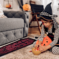 Miniatyrbillede 2 af 5: Halloween Tæppe Halloween Badeværelse Tæppe Goth Tæppe Goth Tæppe 51x19 Tommer