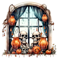 Pikkukuva 1 / 5: Halloween-kallokurpitsan itseliimautuva seinätarra