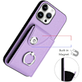 Miniatyrbillede 2 af 4: Kompatibel med iPhone 16 Pro Max Wallet Case med Kortlomme Design 360° Rotation Ring Stativ Snap Knap Stødsikker Pro
