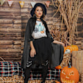 Miniatyrbilde 4 av 5: 2 stk. hettekåpe, svart hettekåpe for Halloween, hekseutkledning, julekåpe Ki