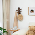 Miniatyrbild 5 av 5: 1 st Svängbar Klädhängare Ek Klädkrokar för Vägg, Trä Väggkrokar med 5 Svängbara Fällbara Armar, 30 cm Lång Väggmonterad Klädhängare Hattkrokar för Badrum Entré