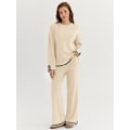 Miniatyrbillede 2 af 4: Dame 2-delt Lounge Set Outfits Tracksuits Sweatsuits Langærmet Trøje Toppe Brede Ben Bukser Efterårsmode Tøj