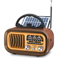 Pikkukuva 1 / 5: Retro-radio, Vintage AM/FM/SW kannettava radio 1200 mAh:n ladattavalla akulla tai D-koon paristolla, aurinkopaneelilla, Bluetooth/USB/TF-liitännällä.