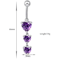 Miniatyrbillede 4 af 4: 9x44mm Navle Ring med Hjerteformet Cubic Zirconia Vedhæng til Kvinder - Krops Piercing Smykker