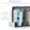 Miniatyrbillede 5 af 6: Opladningsstation til Joycon Nintendo Switch & OLED - Oplader op til 4 controllere White and Black