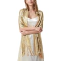 Miniatyrbilde 3 av 5: Kvinners Tassel Sjal for Kveld, Fest, Bryllup med Trykknapper Gold