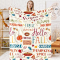 Miniatyrbilde 1 av 3: Høst Fuzzy Flanell Teppe 60 x 50 Tommer Retro Gresskar Fotball Kast Teppe Retro Høst Teppe for Thanksgiving Hjem