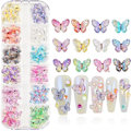 Miniatyrbillede 1 af 5: 108 stk. Butterfly Bow Negle, Butterfly Bowknot Negle Charms Kit, 3D Mix Farve Aurora Butterfly Form Bows Neglekunst Dekoration