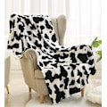 Miniatyrbillede 1 af 5: 130x150cm Ko-mønstret Flannel Fleece Tæppe til Sofa Soveværelse Stol Letvægts Dyreprint Sof