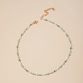 Miniatyrbillede 1 af 5: Bohemian grøn perle choker halskæde til kvinder og piger, enkel f