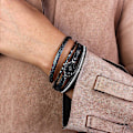 Miniatyrbillede 3 af 5: Læder Wrap Armbånd Boho Manschet Armbånd til Kvinder Krystal B