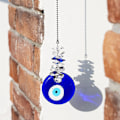 Miniatyrbillede 4 af 5: Blå Glas Ondt Øje Talisman med Krystalperler - Held og Lykke Charm, Hjem, Kontor, Bil Dekoration, Velsignelse Ornament, Refl