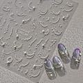Miniatyrbild 4 av 5: Vita franska tippar Nageldekaler 5D Präglade Pärlor Nageldekaler Romantisk Fransk Linje Nageldekaler Vita Pärlor Berlocker Design Nagelmaterial för Kvinnor