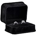 Miniatyrbillede 1 af 3: 1 stk. Luksuriøs Sort Ringæske i Rig Suede med Dobbelt Ringspor, Elegant Diamant Ringæske, med Sort Fløjl Indvendig, J