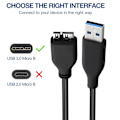 Miniatyrbilde 3 av 5: 2-pakke 45CM USB 3.0 kabel A til Micro B høy hastighet opptil 4,8 Gbps dataoverføringskabel for Po