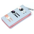 Miniatyrbild 6 av 6: Mini Falskt Läder Bifold Söt 3 Katter Blixtlås Clutch Väska Underbar Lång Söt Katt Plånbok Handväska för Blue