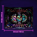 Miniatyrbillede 5 af 5: Blacklight Trippy Sol og Måne Stjerner Gobelin UV Reaktiv Sk