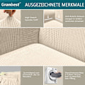 Miniatyrbillede 3 af 5: Beige firkantet moderne sofaovertræk, Jacquard, elastisk, til stue R