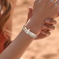 Miniatyrbillede 3 af 5: 1 stk Leopard Armbånd til Kvinder, Boho Læder Wrap Multi-Layer Perle Krystal Armbånd Bangles Smykker