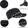 Miniatyrbillede 2 af 4: Unisex Skull/Skeleton Studded Punk-Army-Cap Cool Flat Cap