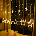 Miniatyrbilde 5 av 5: 138 LED 12 stjerners lyslenke for vindusgardin fjernkontroll med 8 blinkende moduser dekorasjon for jul