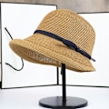 Miniatyrbillede 5 af 6: (Khaki + Smoky Gray) 2-delt bredskygget dame solhat, elegant struktur buet tweed strand stra