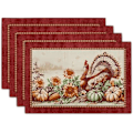 Miniatyrbillede 1 af 5: Thanksgiving Bordplader 12x18 Tommer Efterårs Høst Tyrkiet Efterår Græskar Solsikker Majs Bordplade Skridsikker Varmebestandig T