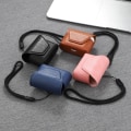 Pikkukuva 3 / 5: 2 kappaletta kannettava kuulokemikrofoni suojakotelo nahkainen suojakotelo airpods pro3 kuulokemikrofoni kotelo（musta