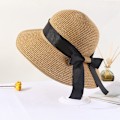 Miniatyrbillede 1 af 3: 1 stk. Dame Strandhat, Dame Bredskygget Solhat af Halm, Dame Solhat UPF 50+ UV-beskyttelse Khaki