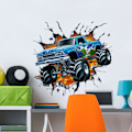 Miniatyrbild 1 av 5: 3D Racing Car Väggdekaler Bilar Pojkar Rum Väggdekaler Barn Säng