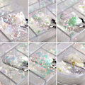 Miniatyrbild 5 av 5: Holografiskt Nagelkonst Glitter Iridescent Flakes Nagelfolie 12 Rutor Sjöjungfru Ljus Färgglad Stjärna Gradient Is Slag Nagel Se