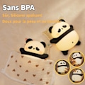 Miniatyrbillede 2 af 5: Panda Natlampe til Børn - USB Genopladelig Touch Lampe, 3 Lysstyrkeniveauer, 30 Min Timer, Silikone Natlampe til Børneværelse, Drenge og Piger