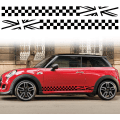 Miniatyrbillede 1 af 5: (Sort) 1 par 18cm Racing Ternet Flag Side Stripe Stickers Gitter Grid Stripe Grafik Vandtæt