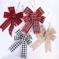 Miniatyrbillede 4 af 4: 4 stk. Store Buffalo Plaid Bøjler Julekransbøjle Burlap Ferie Store Julebøjler til Juletræstopbøjle Fron