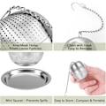 Miniatyrbillede 4 af 5: 2 stk. teinfuser, teinfuser med fine huller med kæde og låg, te-filterkugle i rustfrit stål til te,