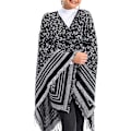 Miniatyrbillede 1 af 3: Dame Varm Sjal Wrap Åben Front Poncho Cape Farve Blok Sjal
