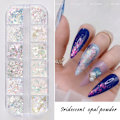 Miniatyrbild 5 av 5: Holografisk Opal Nagelkonst Glitterflingor Puder Aurora Iriserande Pigment Iskristall Sjöjungfru Pailletter Glittrande Sekvenser