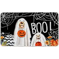 Miniatyrbillede 1 af 5: Halloween Boo Hundedørmatte Indendørs Udendørs Tæppe, Spøgelseshunde Edderkoppespind Græskar Foran Dør Velkomstmatte Anti-Skridsikker Gummi Bagside