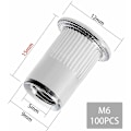 Pikkukuva 2 / 5: (12mm × 15mm) 100 kpl M6 litteäkantainen kierteitetty niitti, ruostumaton teräs