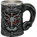 Miniatyrbillede 1 af 5: Baphomet Hoved Middelalderlig Ølkrus - Sabbatisk Gede Pentagram Drikke Tankard 420ml Rustfrit Stål W