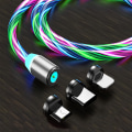 Miniatyrbillede 1 af 5: 3 i 1 Magnetisk Lysende Opladerkabel 360 Roterende LED Telefonoplader Multi Opladerkabel