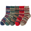 Miniatyrbillede 1 af 5: 5 par kvinde sokker, vinter varme og tykke frotté sokker til kvinder, retro etnisk stil mid-calf w